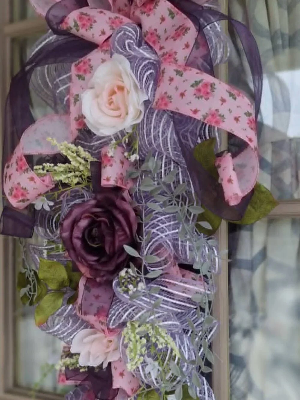 Handmade mesh ribbon swag wreath